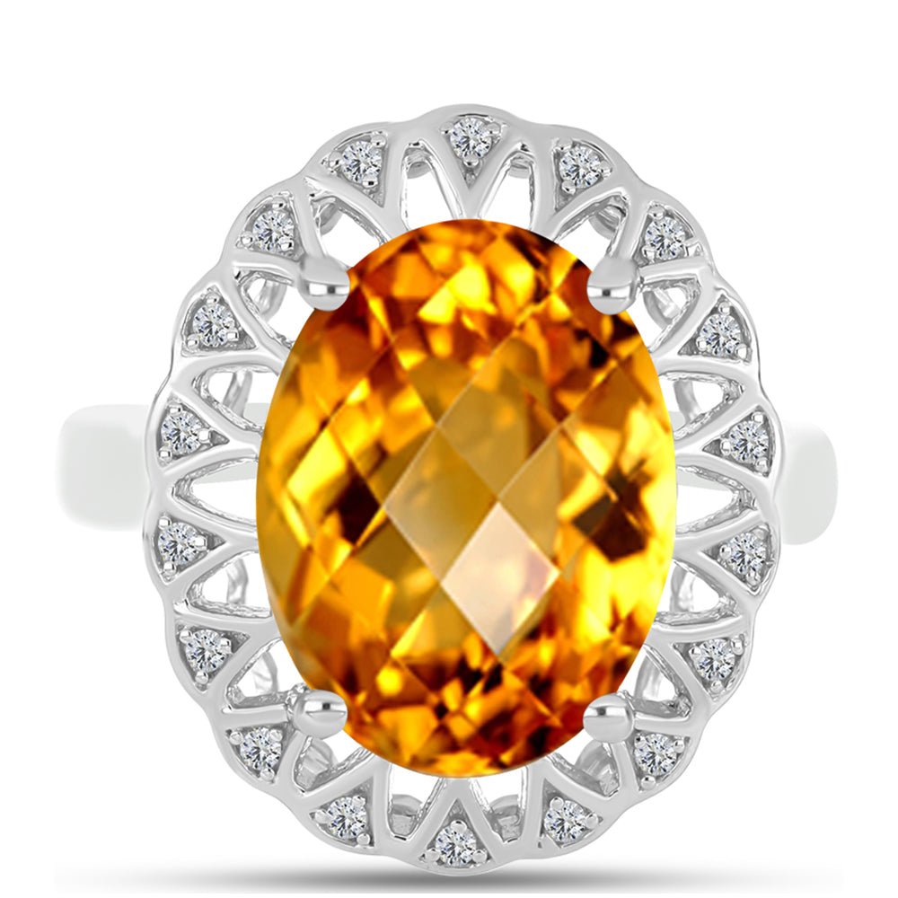 Anillo de Plata con Citrino de los Montes Urales y Topacio Blanco 1 