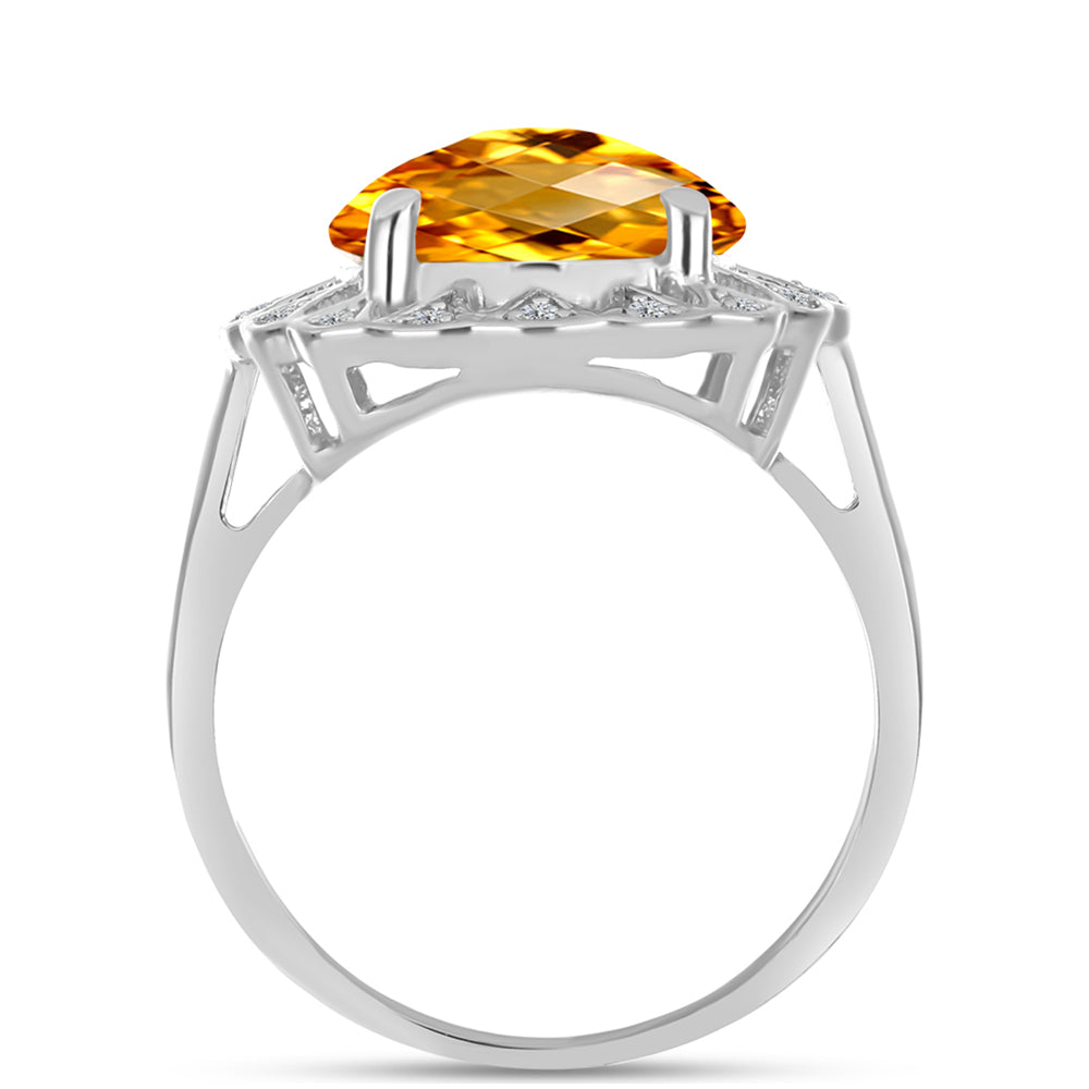 Anillo de Plata con Citrino de los Montes Urales y Topacio Blanco 2 