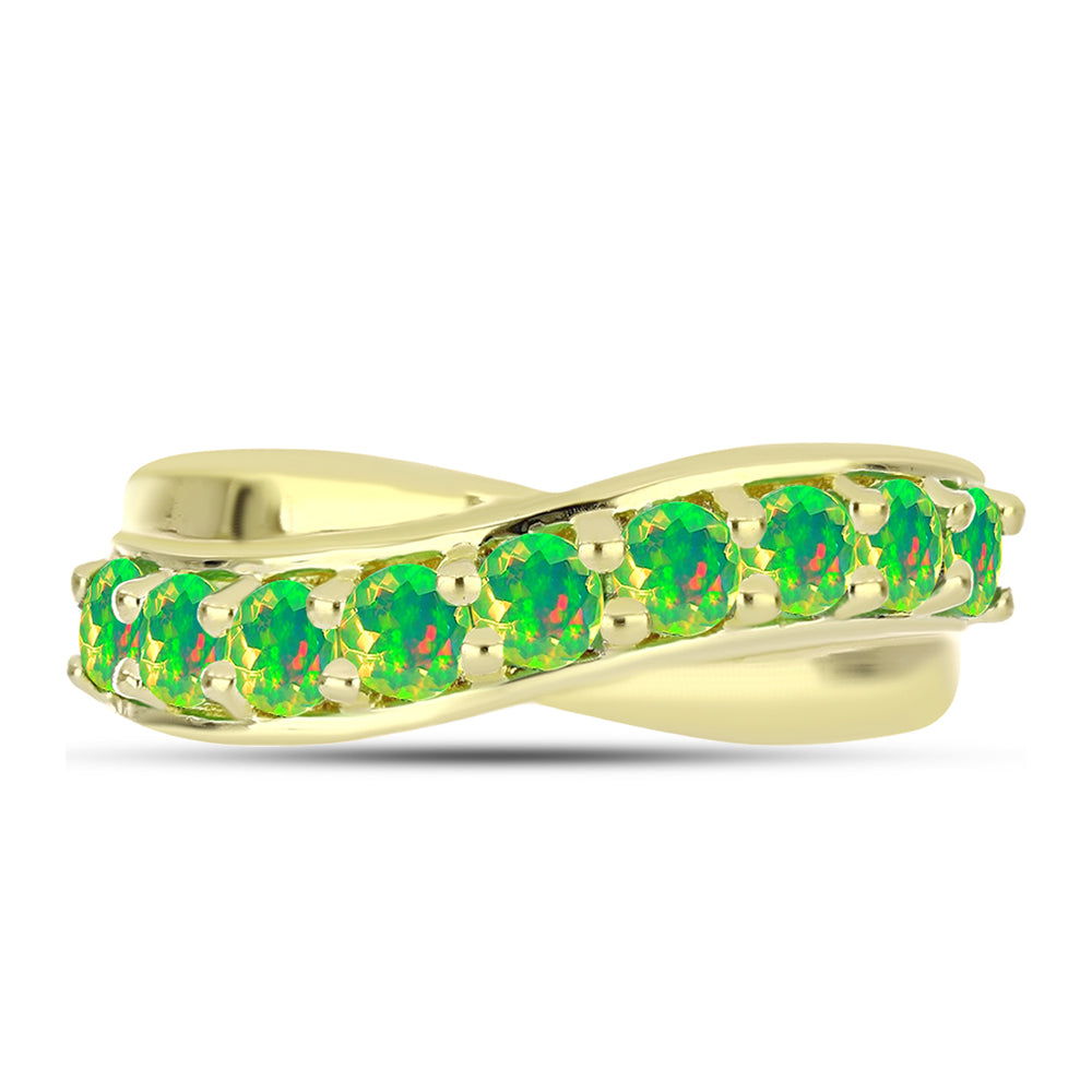 Anillo de Plata Bañada en Oro con Ópalo Verde Etíope de Lega Dembi 1 