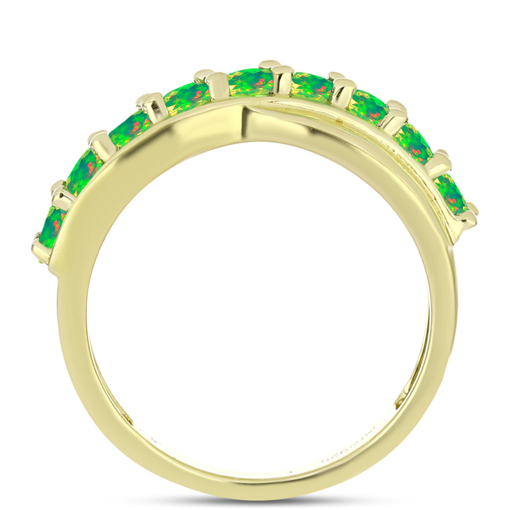 Anillo de Plata Bañada en Oro con Ópalo Verde Etíope de Lega Dembi 2 