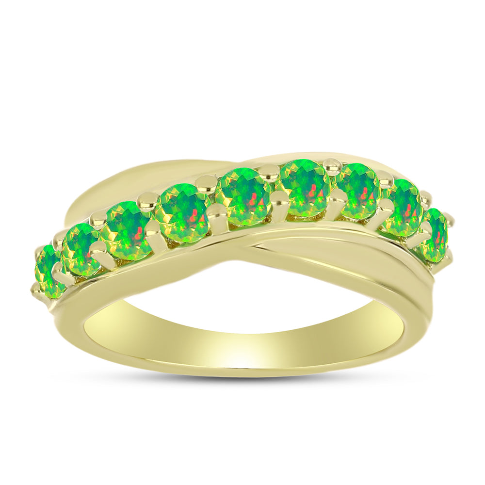 Anillo de Plata Bañada en Oro con Ópalo Verde Etíope de Lega Dembi 3 