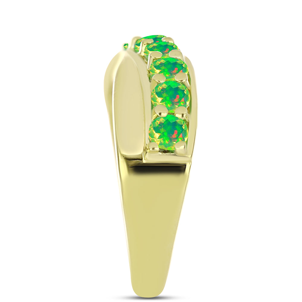 Anillo de Plata Bañada en Oro con Ópalo Verde Etíope de Lega Dembi 4 