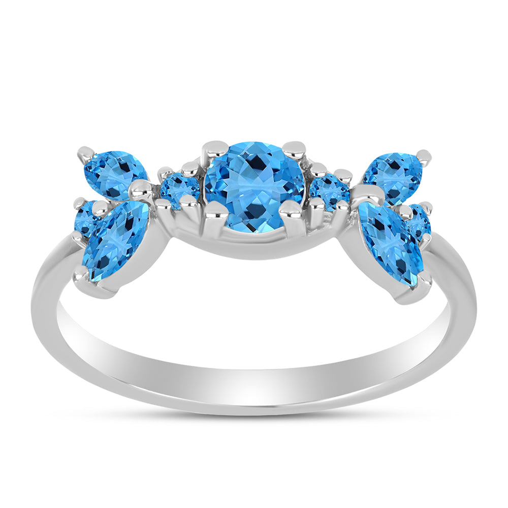 Anillo de Plata con Topacio Azul Suizo 3 