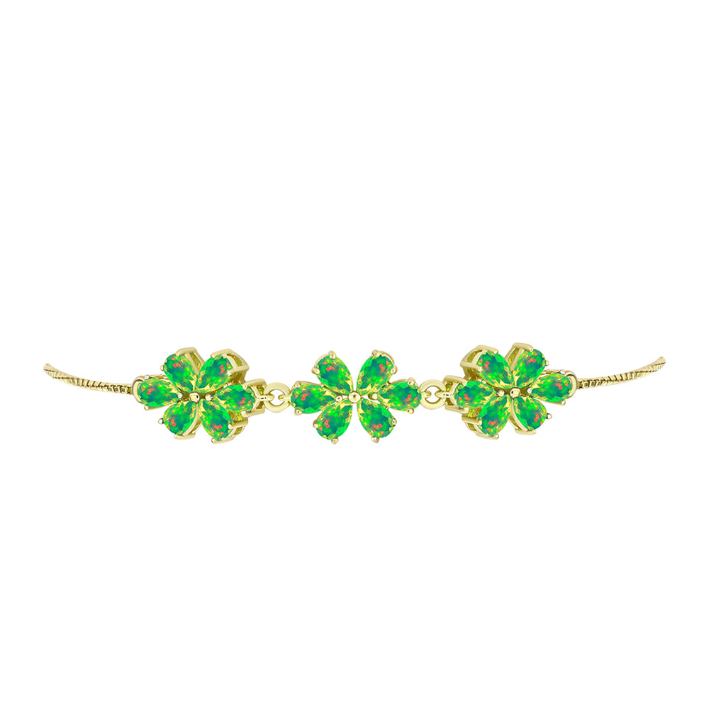 Pulsera de Plata Bañada en Oro con Ópalo Verde Etíope de Lega Dembi 2 