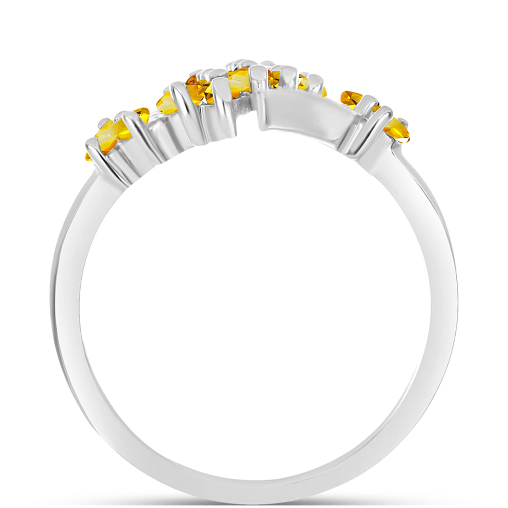 Anillo de Plata con Citrino de los Montes Urales y Topacio Blanco 2 