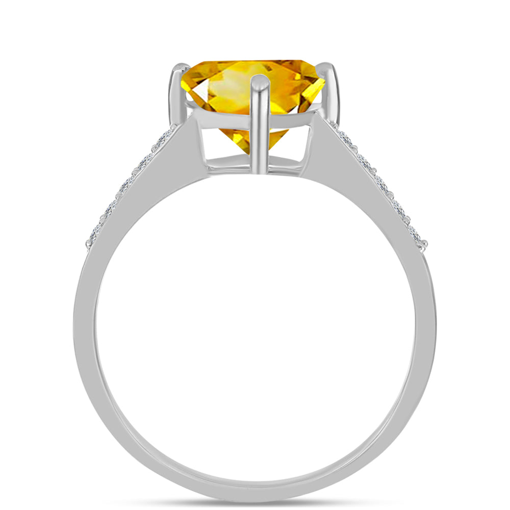 Anillo de Plata con Citrino de los Montes Urales y Topacio Blanco 2 