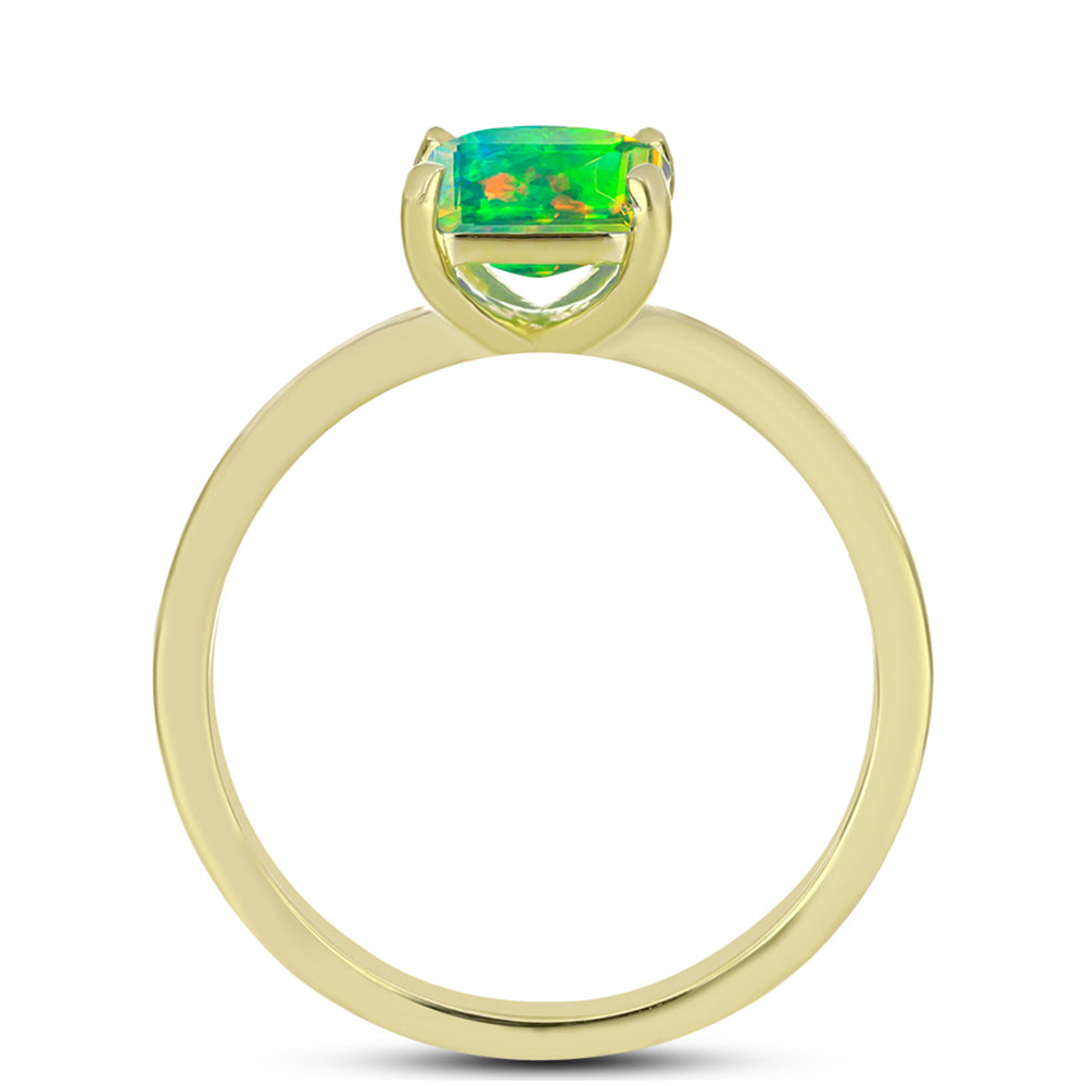 Anillo de Plata Bañada en Oro con Ópalo Verde Etíope de Lega Dembi