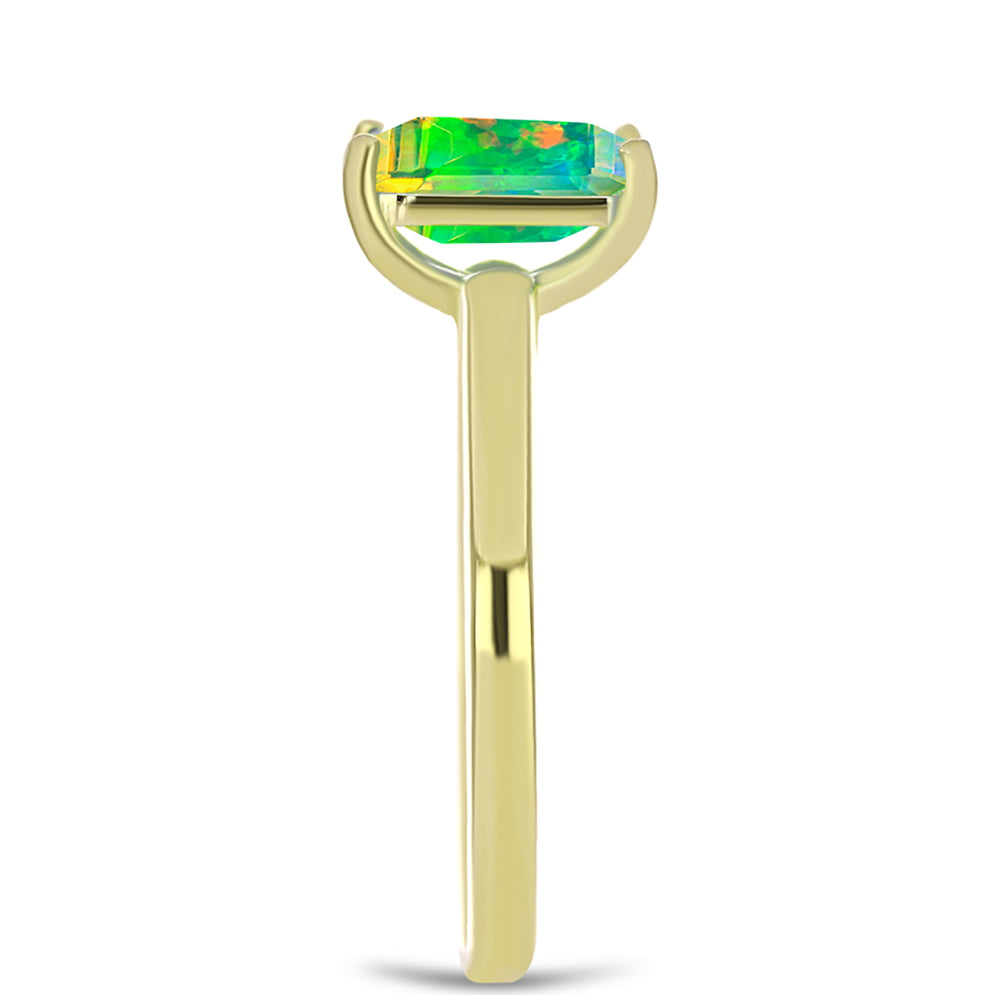 Anillo de Plata Bañada en Oro con Ópalo Verde Etíope de Lega Dembi