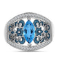 Anillo de Plata con Topacio Azul Suizo y Topacio Blanco