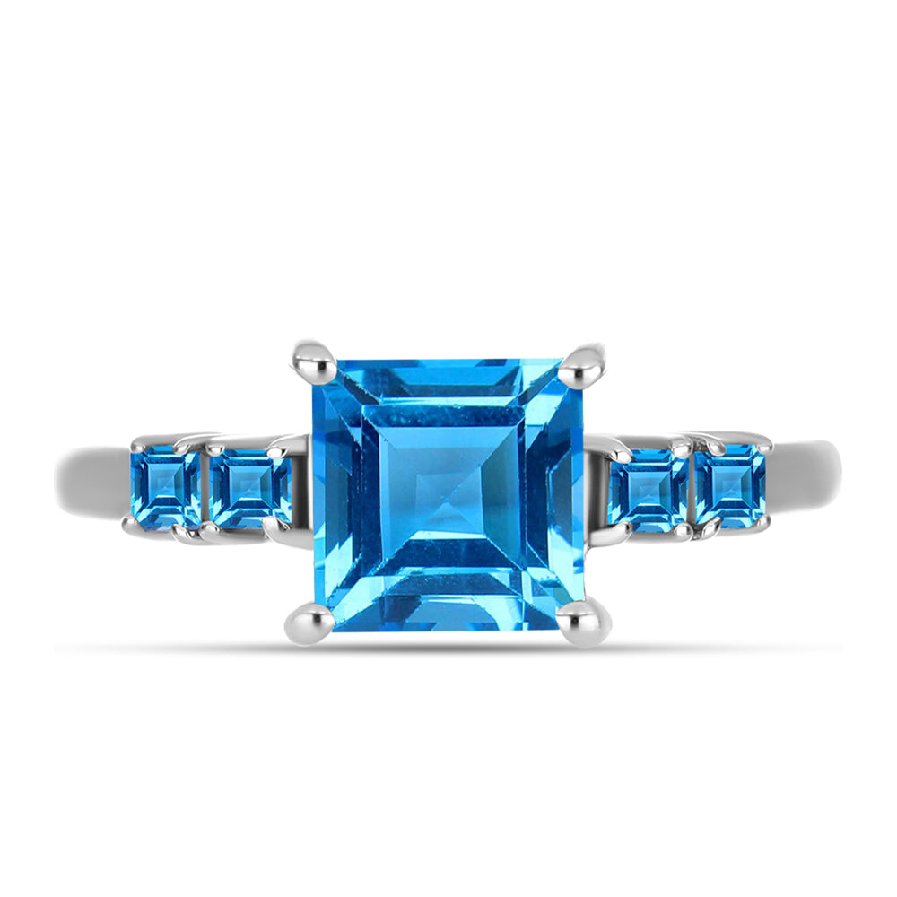 Anillo de Plata con Topacio Azul Suizo 1 