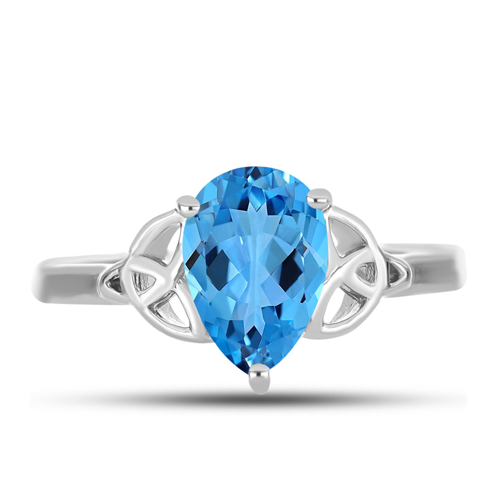 Anillo de Plata con Topacio Azul Suizo 1 