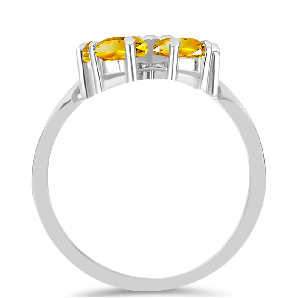 Anillo de Plata con Citrino de los Montes Urales y Topacio Blanco 2 