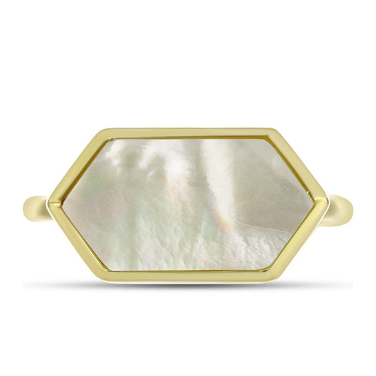 Anillo de Plata Bañada en Oro con Madreperla
