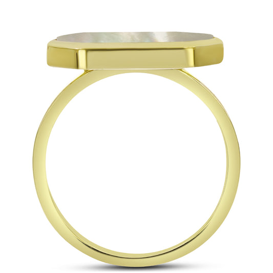 Anillo de Plata Bañada en Oro con Madreperla