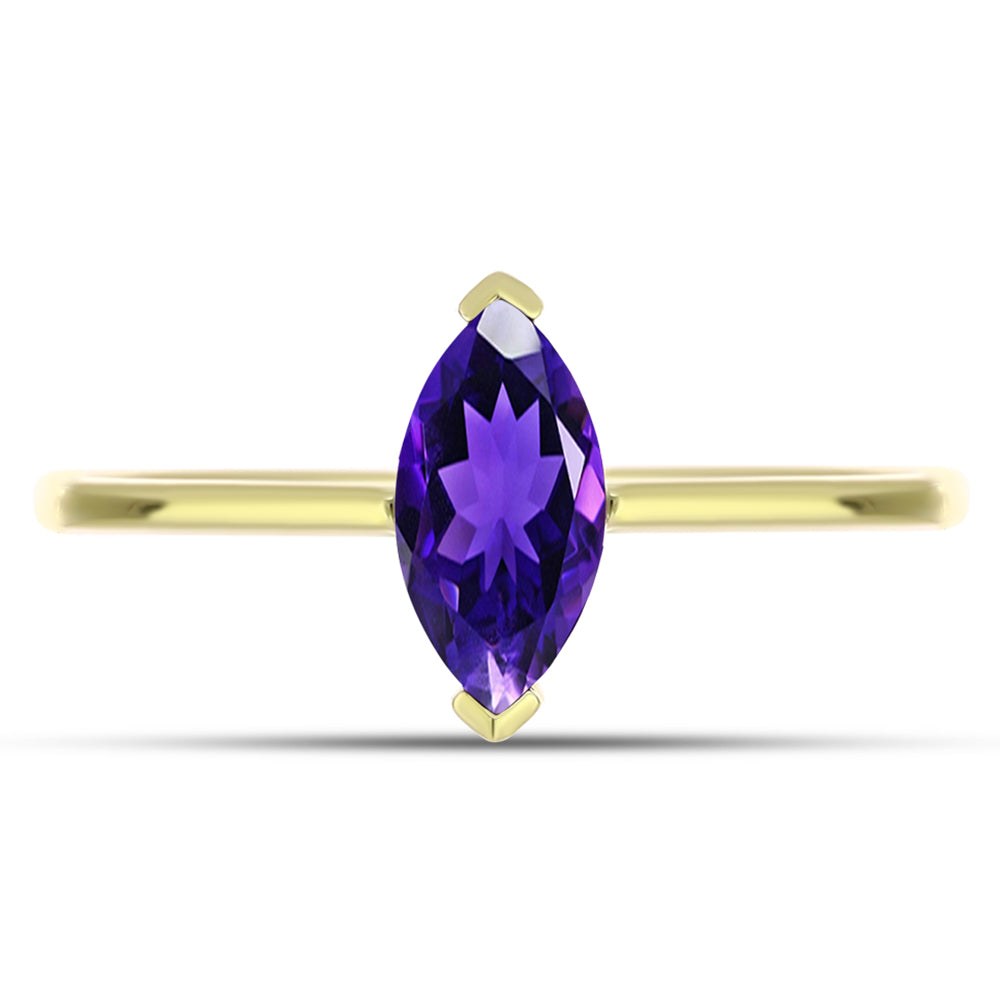 Anillo de Plata Bañada en Oro con Amatista de Marruecos 1 