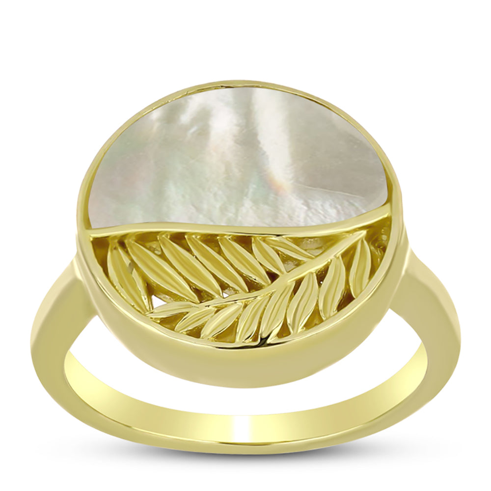 Anillo de Plata Bañada en Oro con Madreperla