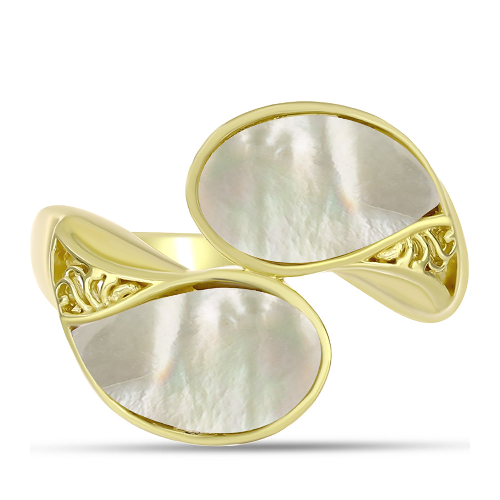 Anillo de Plata Bañada en Oro con Madreperla 1 