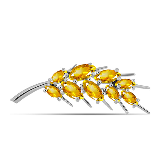 Broche de Plata con Citrino de los Montes Urales