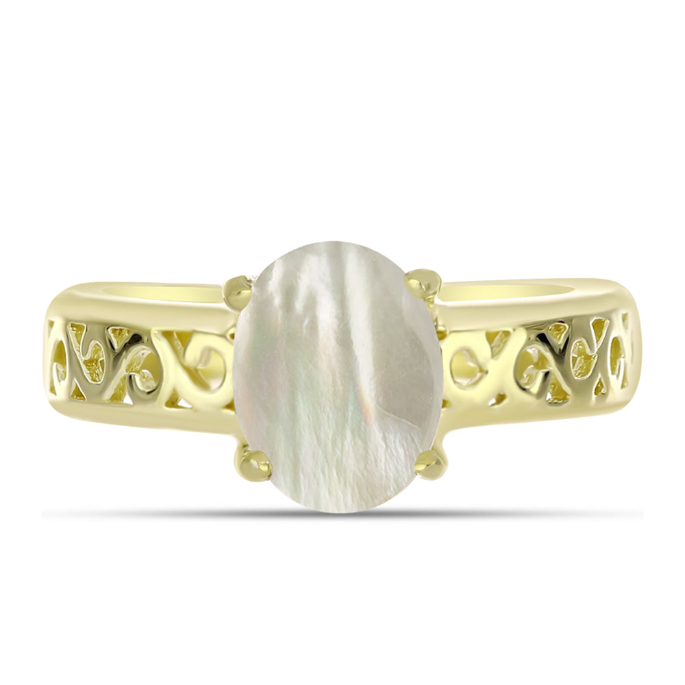 Anillo de Plata Bañada en Oro con Madreperla 1 