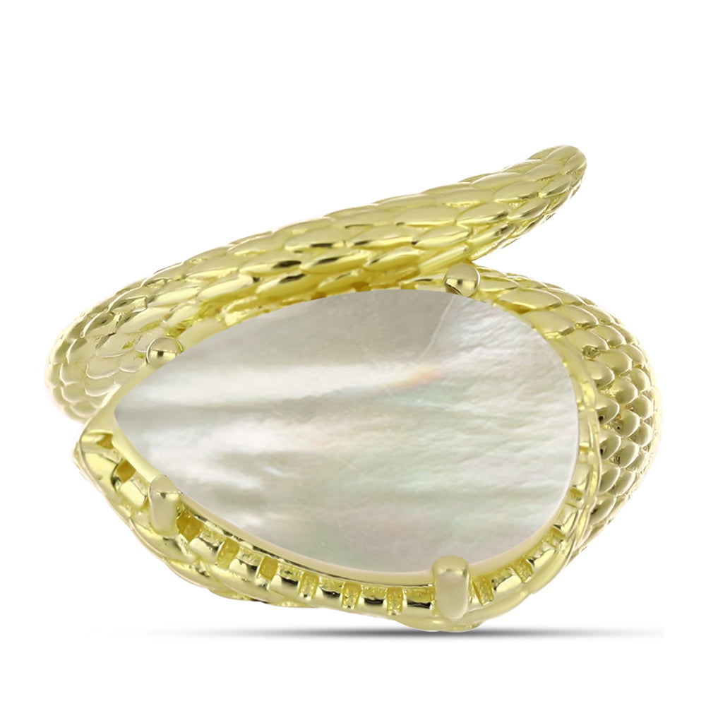 Anillo de Plata Bañada en Oro con Madreperla 2 