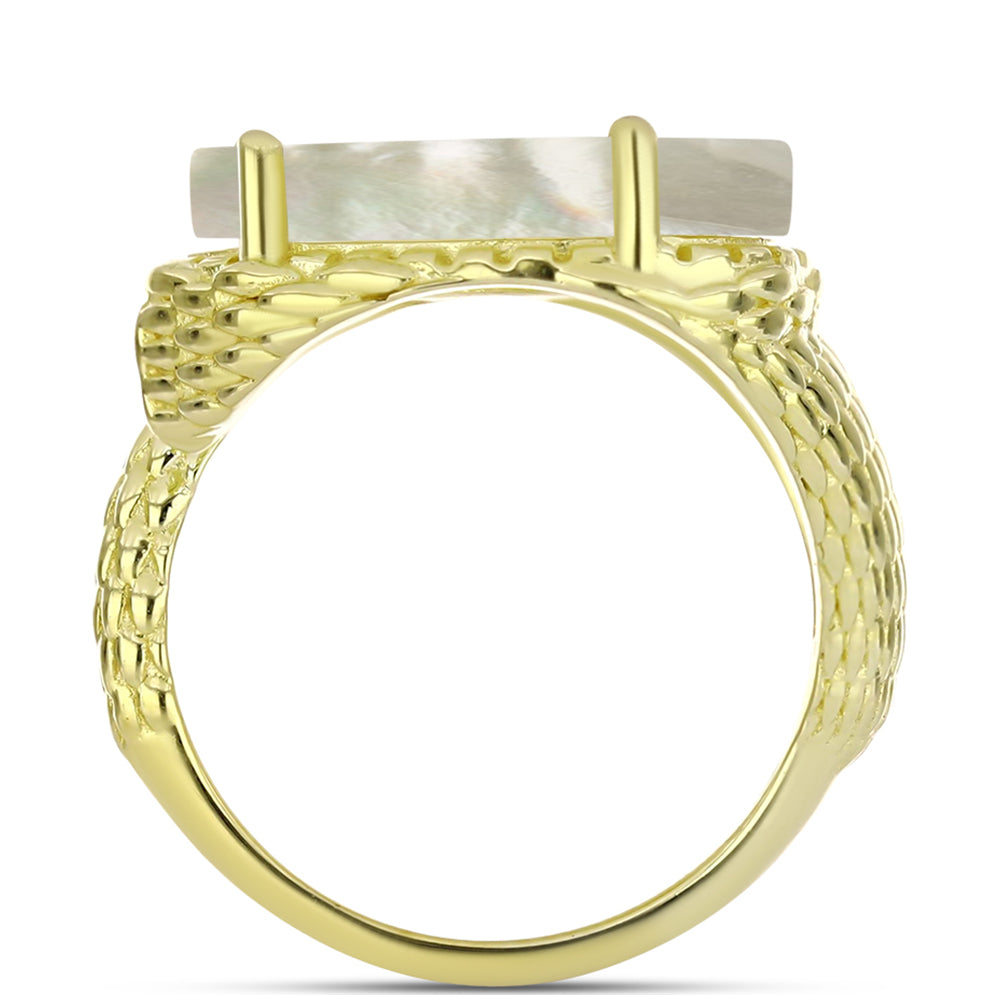 Anillo de Plata Bañada en Oro con Madreperla 3 