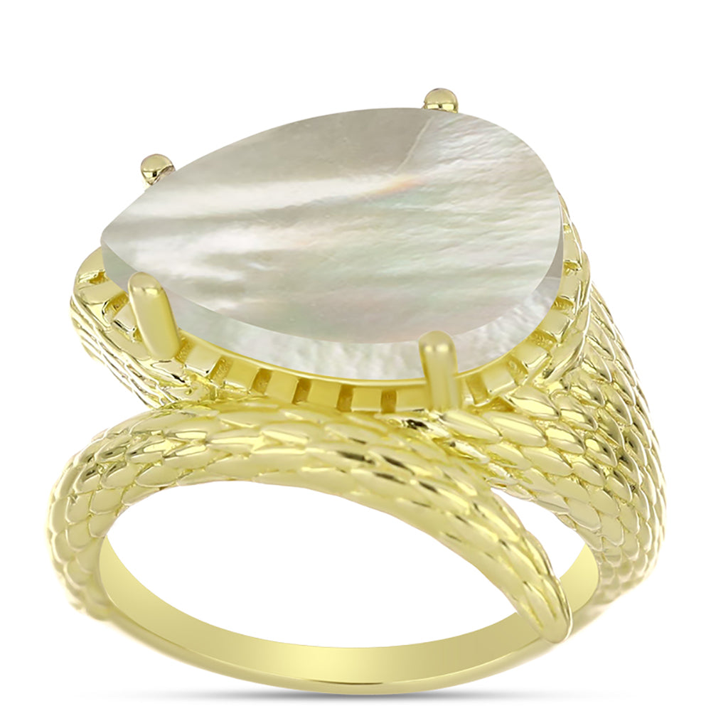 Anillo de Plata Bañada en Oro con Madreperla