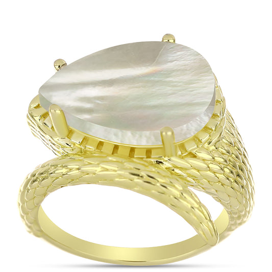 Anillo de Plata Bañada en Oro con Madreperla