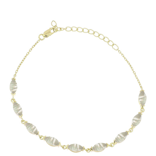 Pulsera de Plata Bañada en Oro con Madreperla