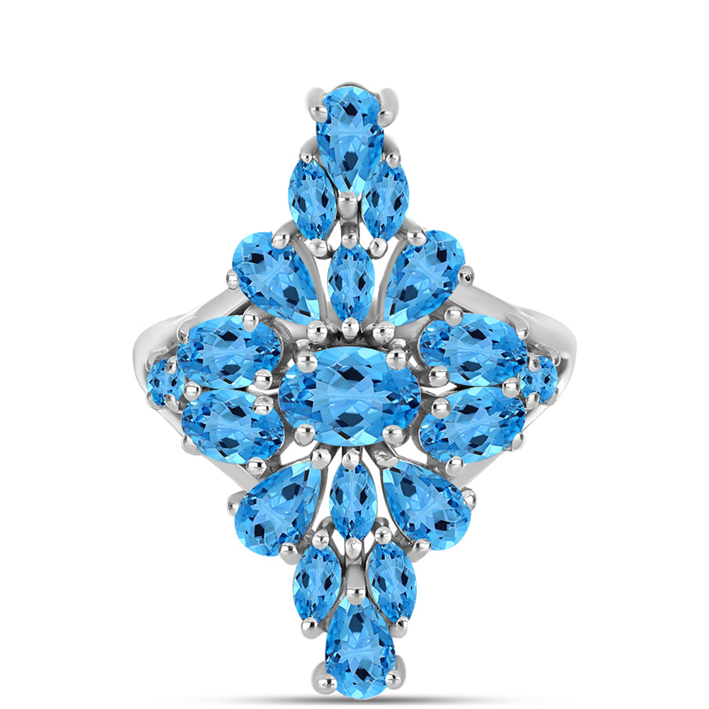 Anillo de Plata con Topacio Azul Suizo 1 