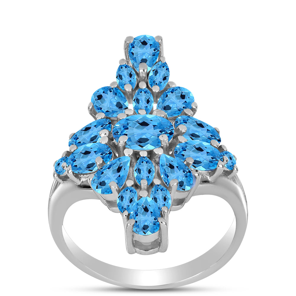 Anillo de Plata con Topacio Azul Suizo