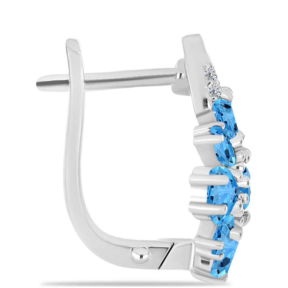Pendientes de Plata con Topacio Azul Suizo y Topacio Blanco 2 