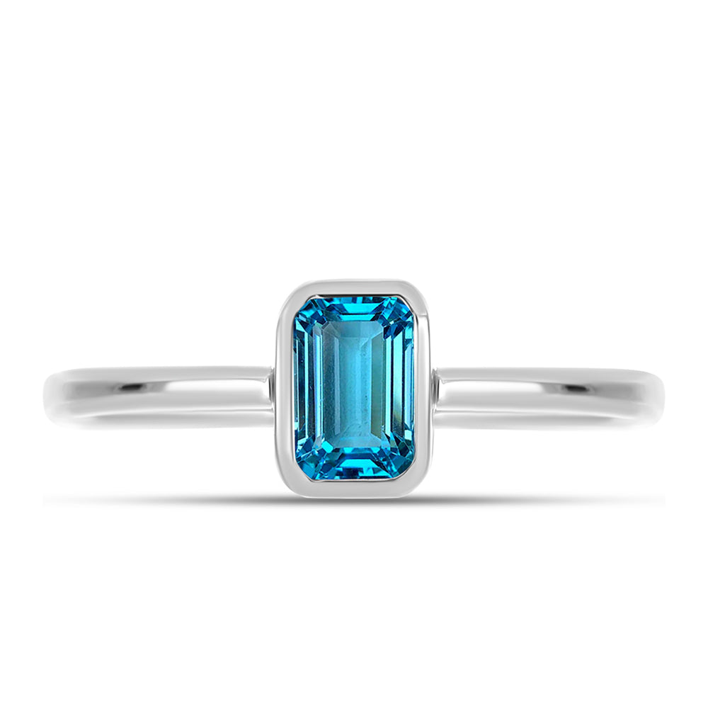 Anillo de Plata con Topacio Azul Suizo 1 