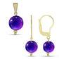 Conjunto de Plata Bañada en Oro con Amatista de Marruecos ( Pendientes +Colgante )
