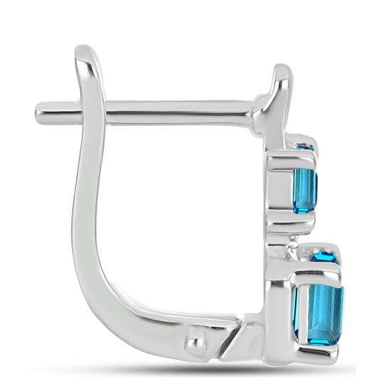 Pendientes de Plata con Topacio Azul Suizo y Topacio Blanco