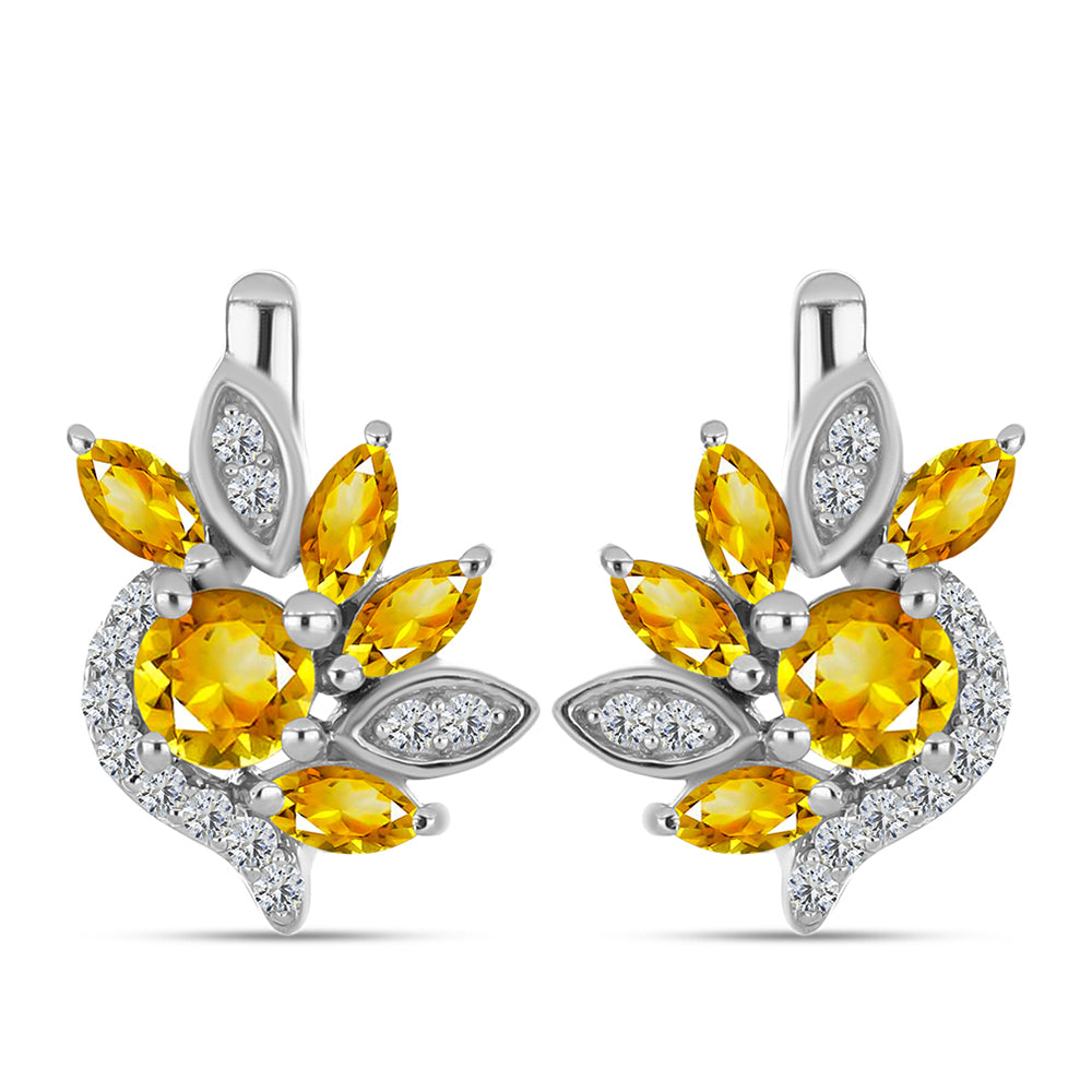 Pendientes de Plata con Citrino de los Montes Urales y Topacio Blanco