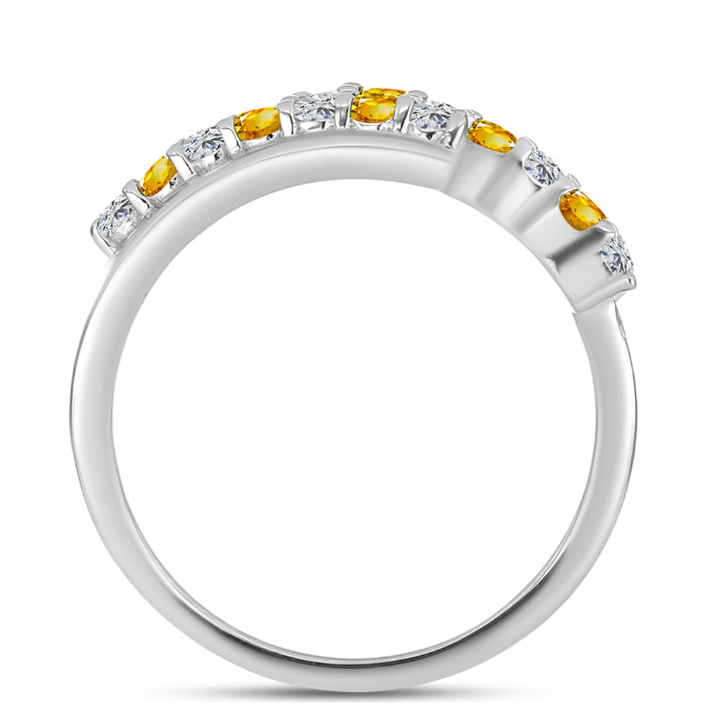 Anillo de Plata con Citrino de los Montes Urales y Topacio Blanco 2 