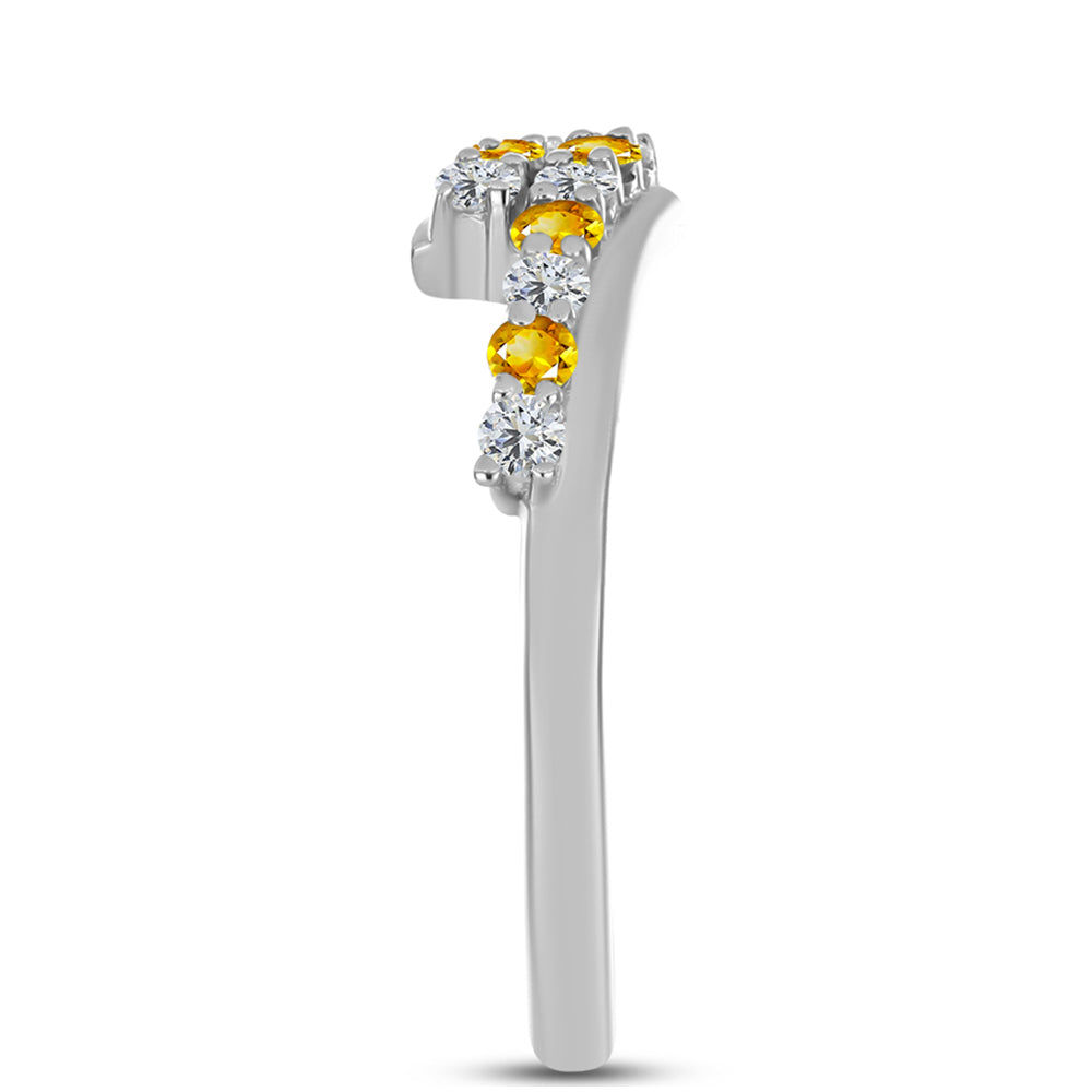 Anillo de Plata con Citrino de los Montes Urales y Topacio Blanco 4 