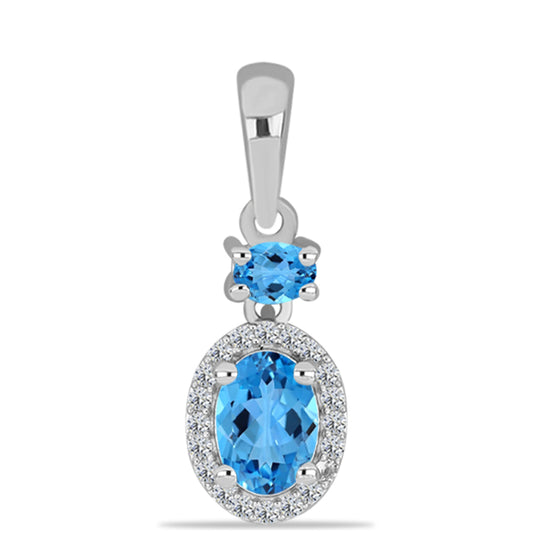 Colgante de Plata con Topacio Azul Suizo y Topacio Blanco
