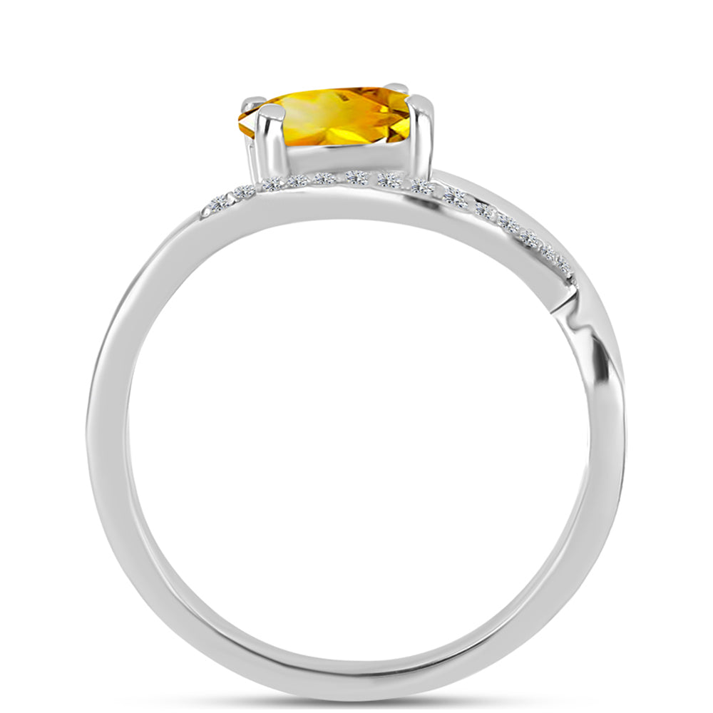 Anillo de Plata con Citrino de los Montes Urales y Topacio Blanco 2 