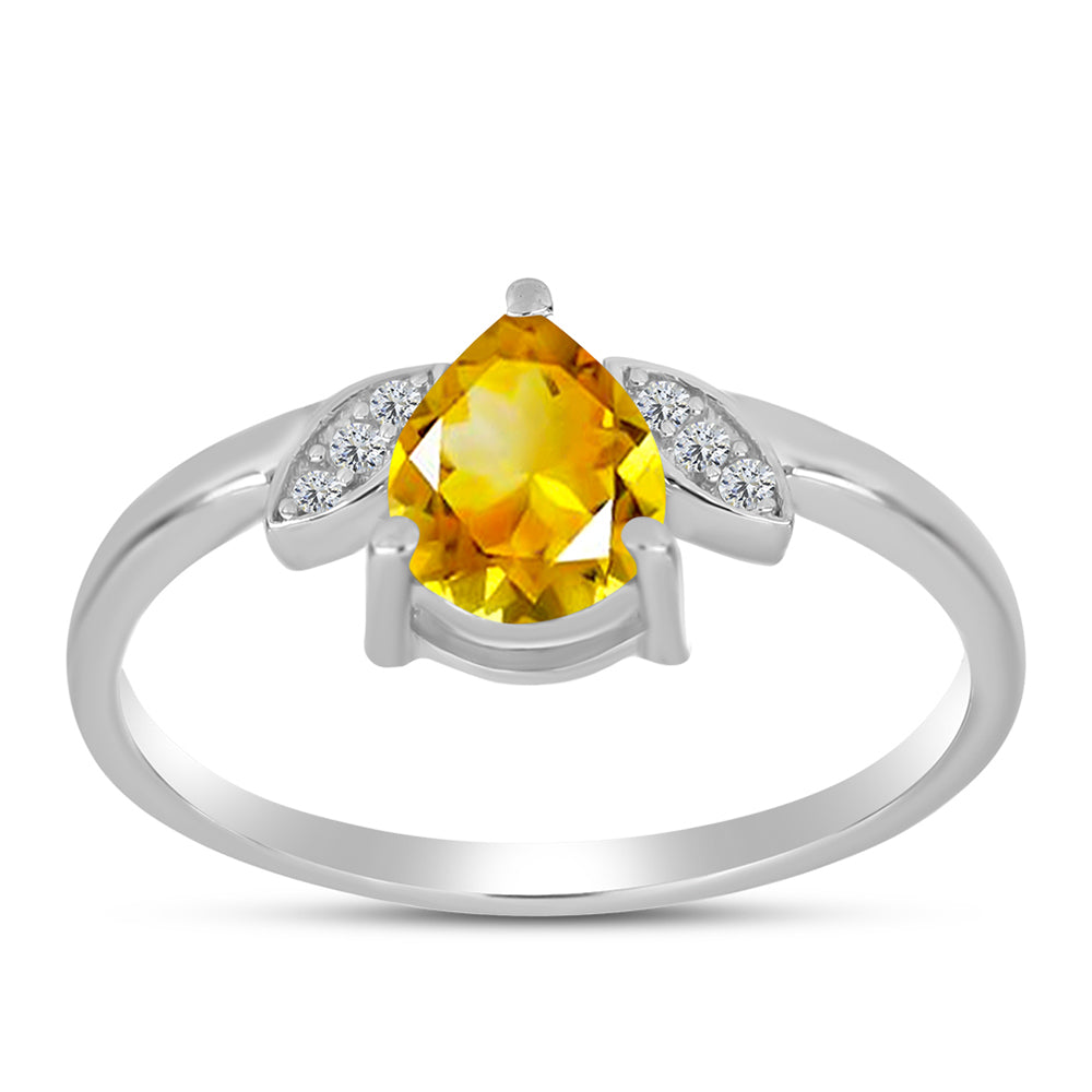 Anillo de Plata con Citrino de los Montes Urales y Topacio Blanco 3 