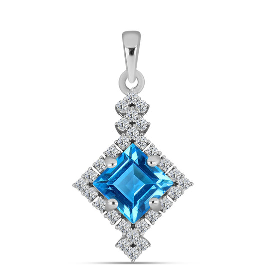 Colgante de Plata con Topacio Azul Suizo y Topacio Blanco