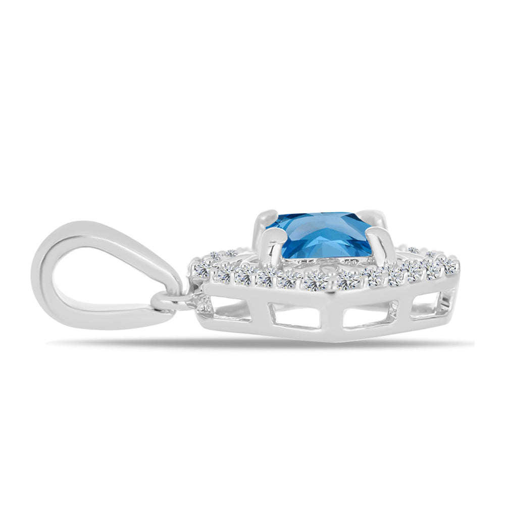 Colgante de Plata con Topacio Azul Suizo y Topacio Blanco 2 