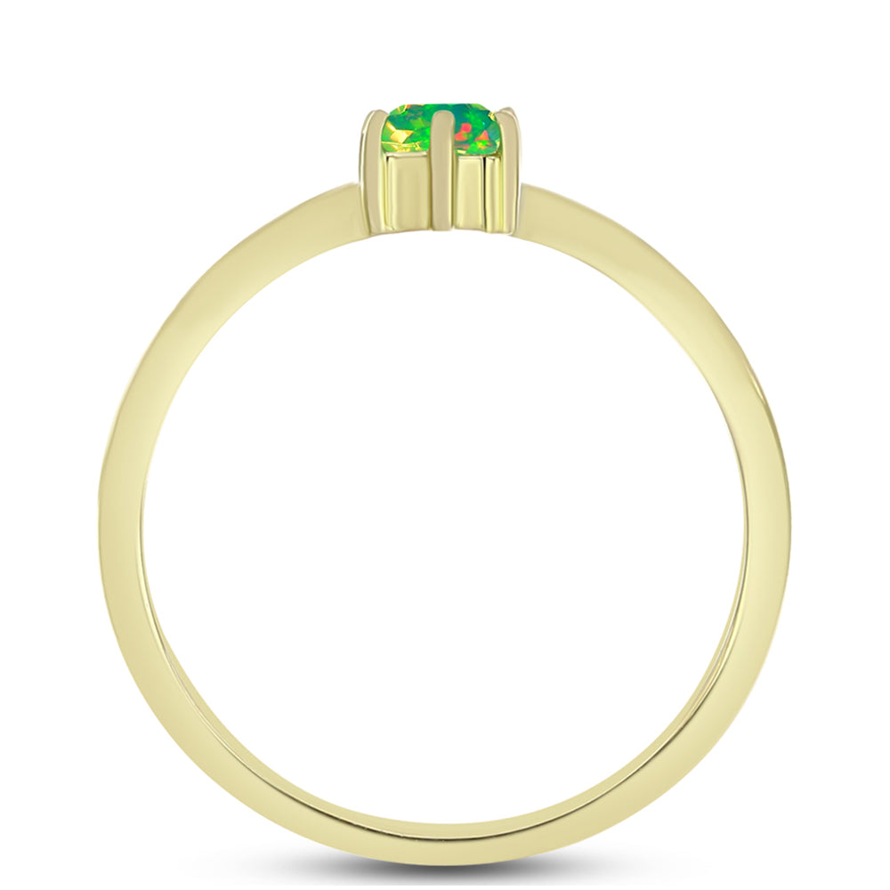 Anillo de Plata Bañada en Oro con Ópalo Verde Etíope de Lega Dembi 2 