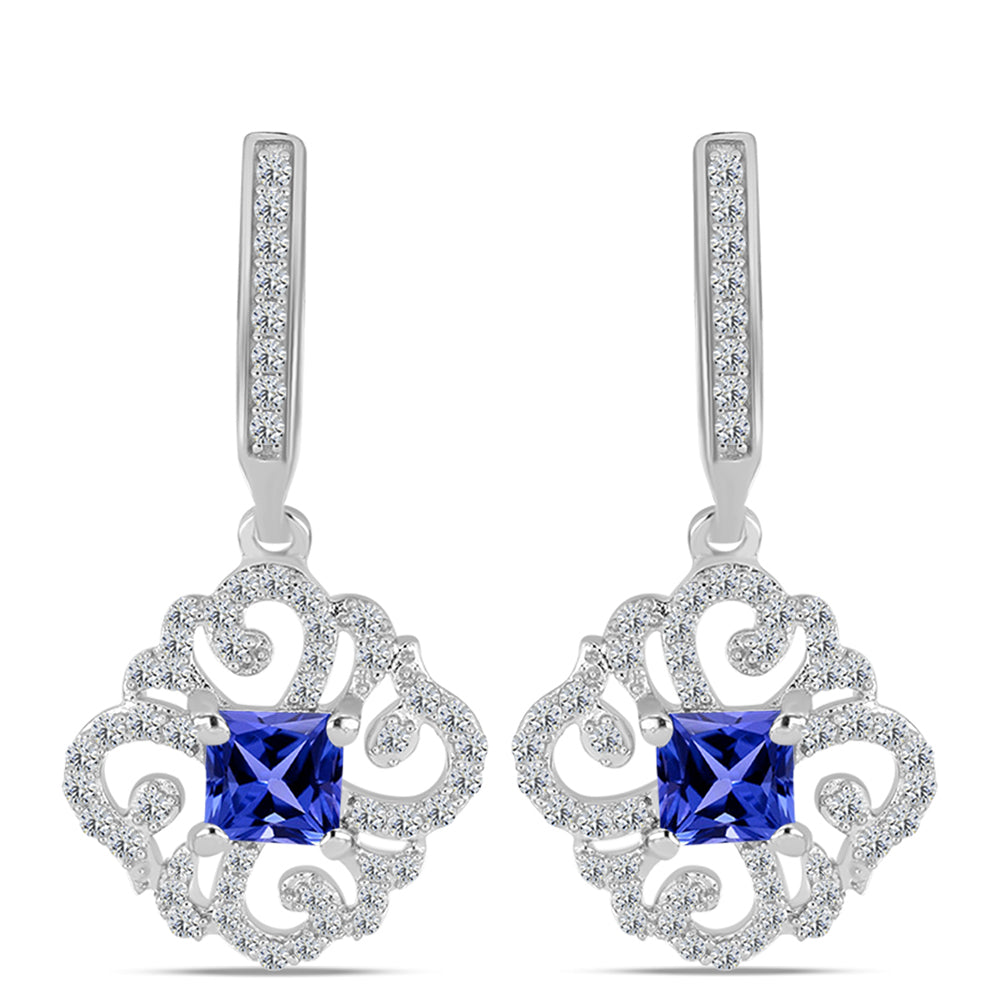 Pendientes de Plata con Tanzanita AAA y Topacio Blanco
