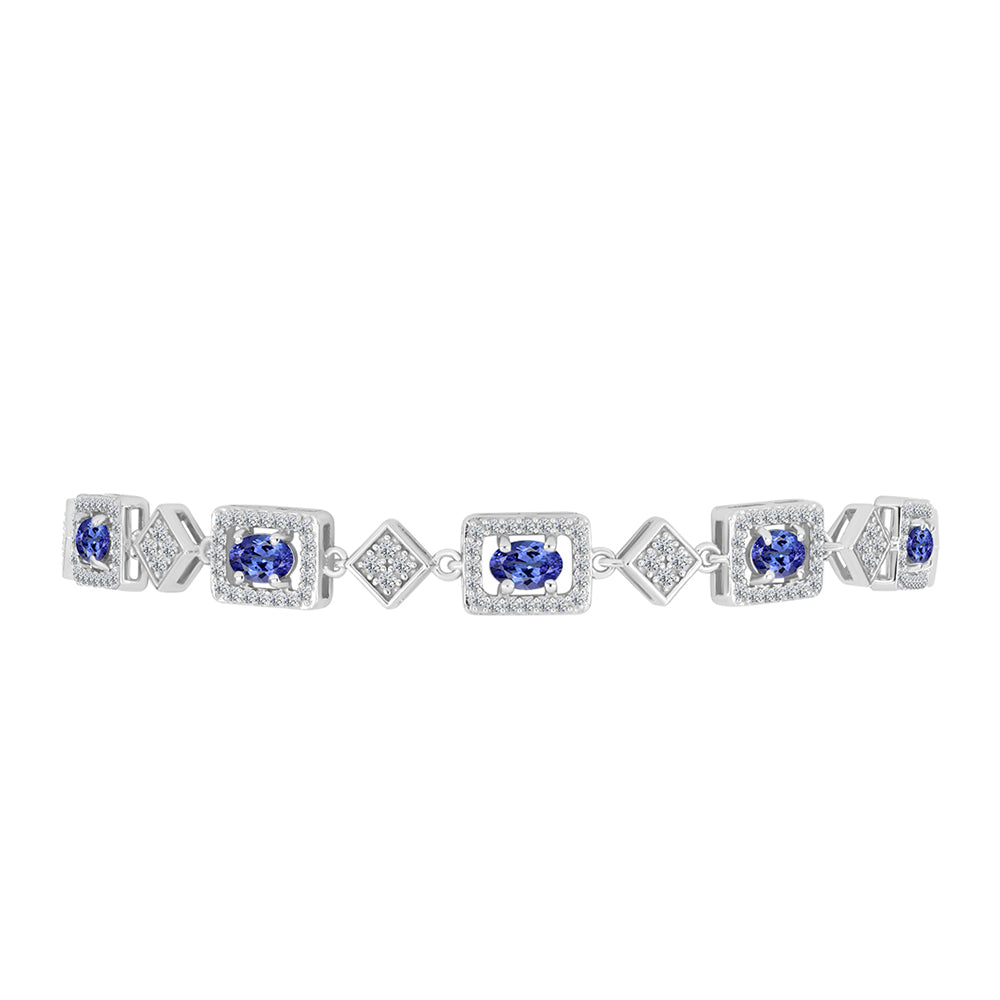 Pulsera de Plata con Tanzanita AAA y Topacio Blanco 2 