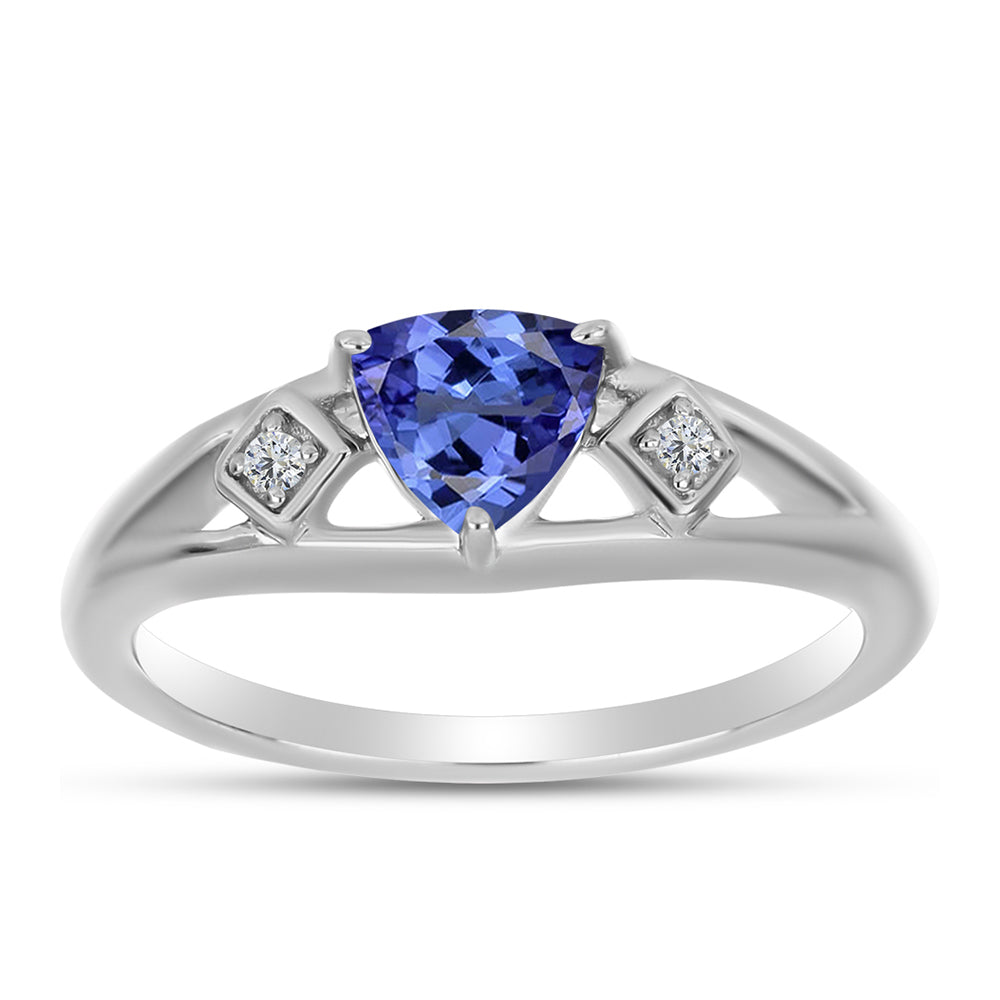 Anillo de Plata con Tanzanita AAA y Topacio Blanco