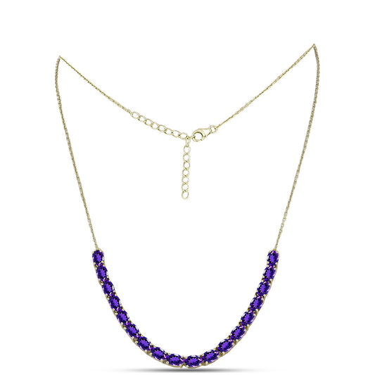 Collar de Plata Bañada en Oro con Amatista de Marruecos