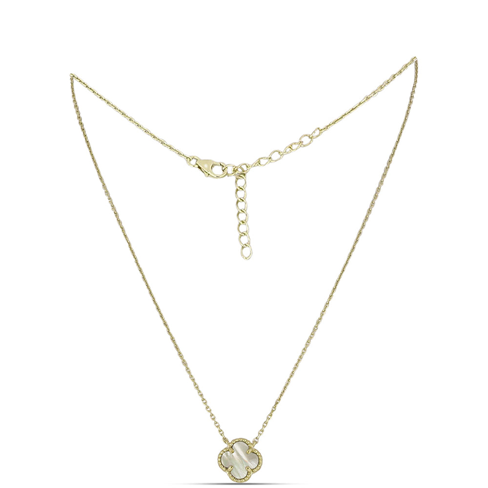Collar de Plata Bañada en Oro con Madreperla