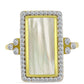 Anillo de Plata Bañada en Oro con Madreperla y Topacio Blanco