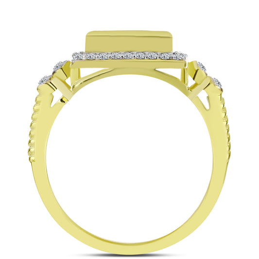 Anillo de Plata Bañada en Oro con Madreperla y Topacio Blanco